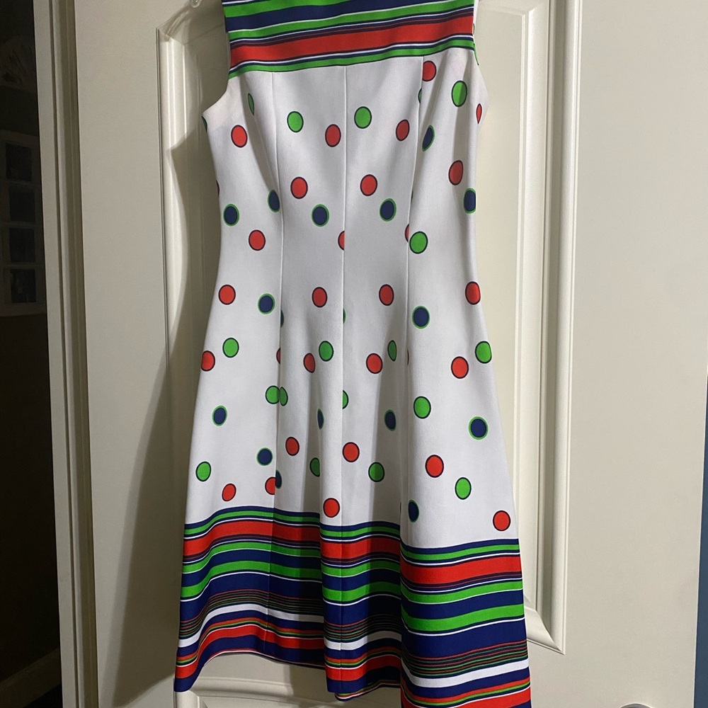 Vintage Colorful Polka Dot and Striped Dress